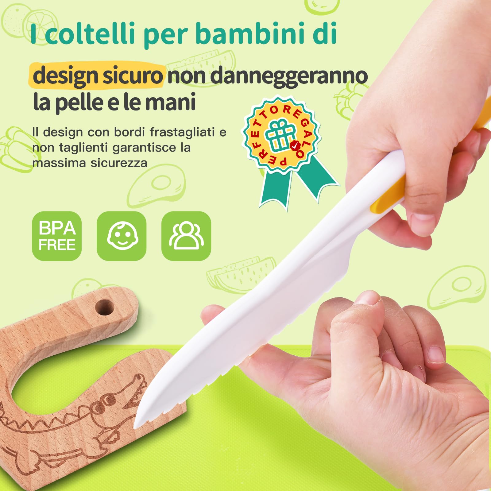 Set di Coltello da Cucina per Bambini per la vera cucina- 17 pezzi Coltelli di sicurezza per bambini per tagliare e cuocere frutta o verdura | Utensili Cucina Montessori, Reale Set Cucina per bambini