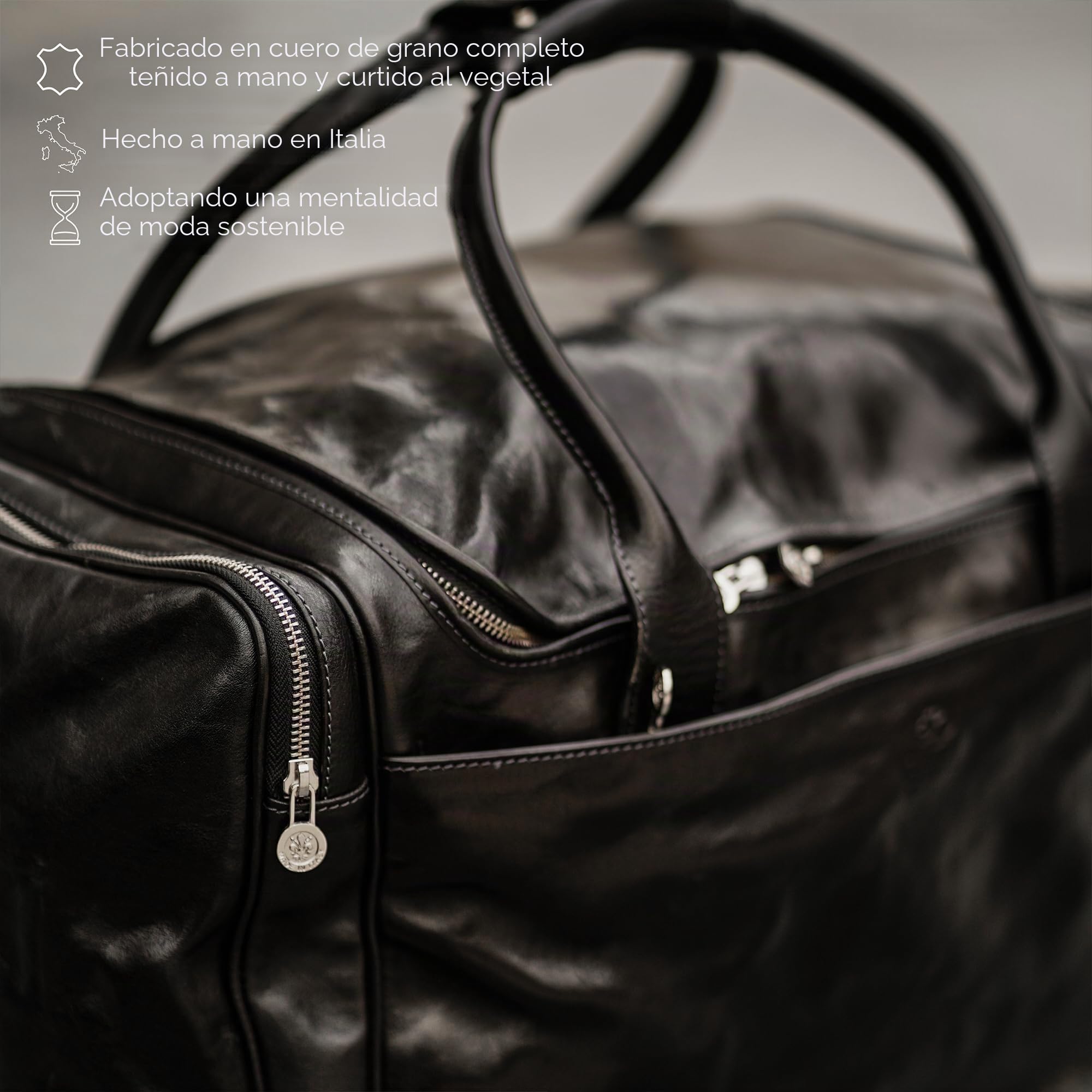Bolsa de Viaje en Cuero, Bolso de Cuero para Hombres y Mujeres, Bolsa Deporte - Time Resistance