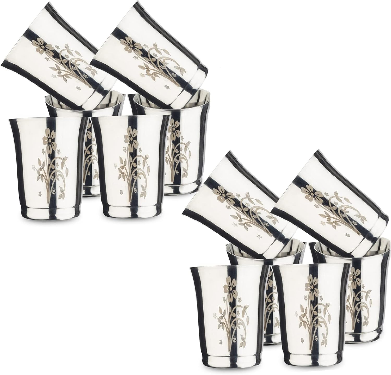 Stainless Steel Serving Glasses, Unbreakable Water Drinking Glasses Set(G13) Glass Set (350 Ml, Steel) (Standard, 12)