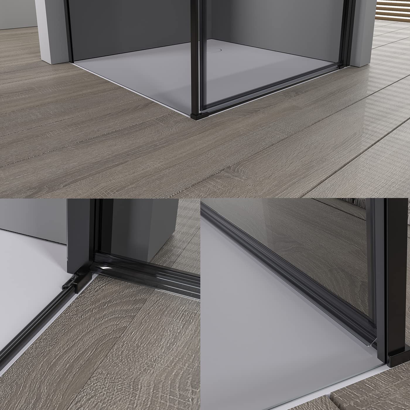 BERNSTEIN Cabina de ducha 90x90 cm, altura 195 cm Mampara de ducha de esquina con entrada frontal NT416 con marco con puerta, ESG de 8 mm transparente con nanorrevestimiento