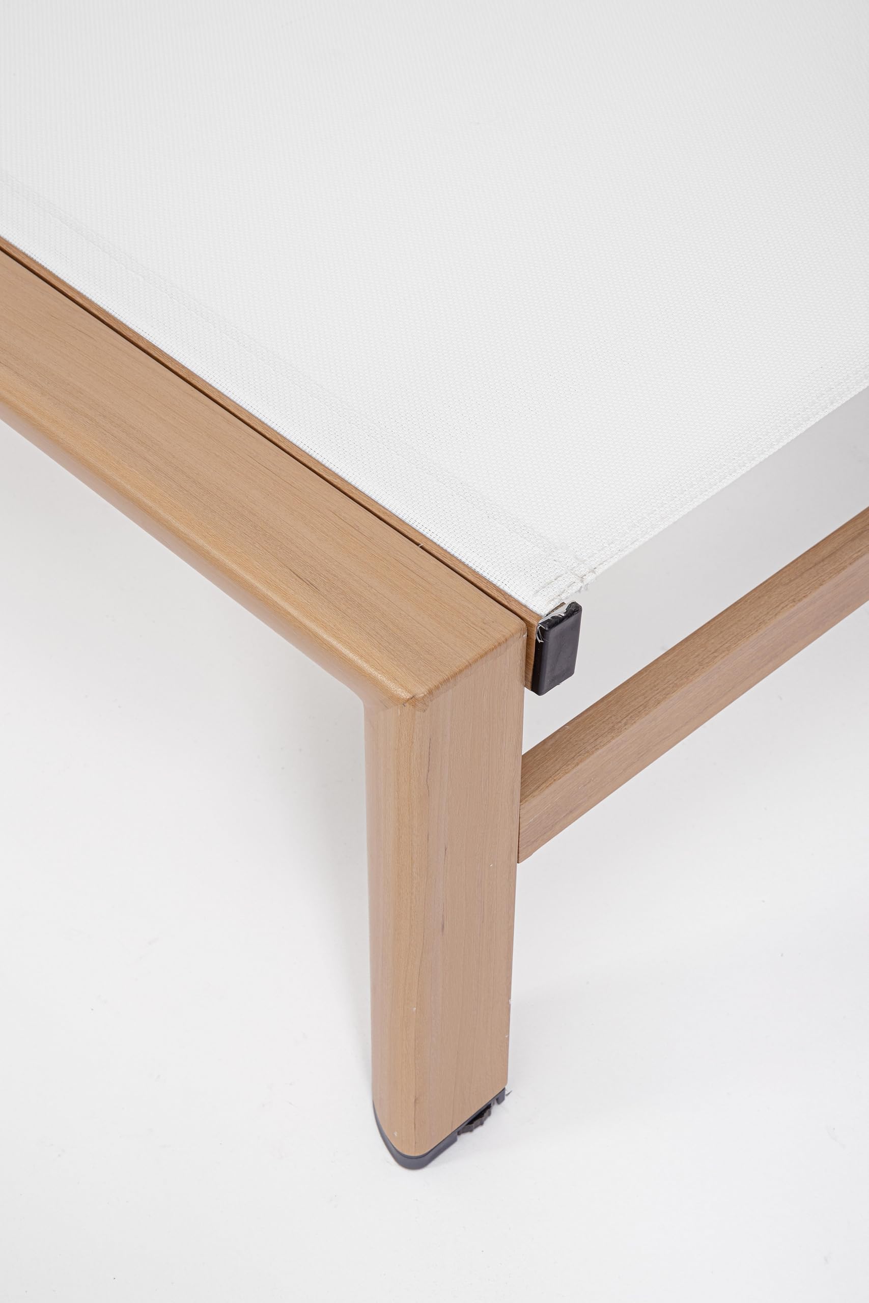 Bizzotto Lettino prendisole con ruote SKIPPER NEW in alluminio effetto legno e textilene bianco