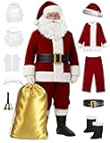 Men's Deluxe Santa Suit 11pc. Christmas Ultra Velvet Adult Santa Claus Costume