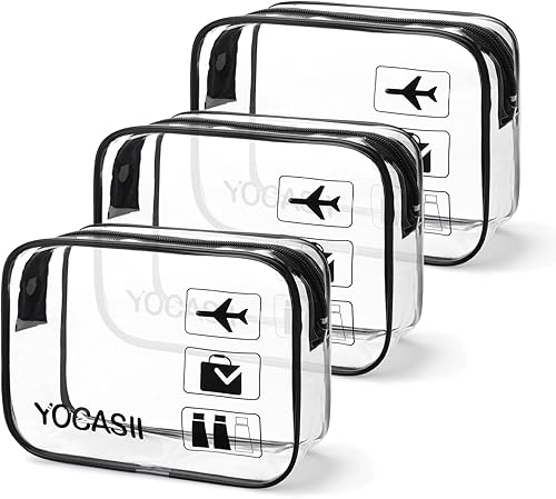YOCASII Bolsa de aseo aprobada por la TSA, bolsa de viaje de tamaño de cuarto de galón, aprobada por la TSA, bolsas de aseo transparentes