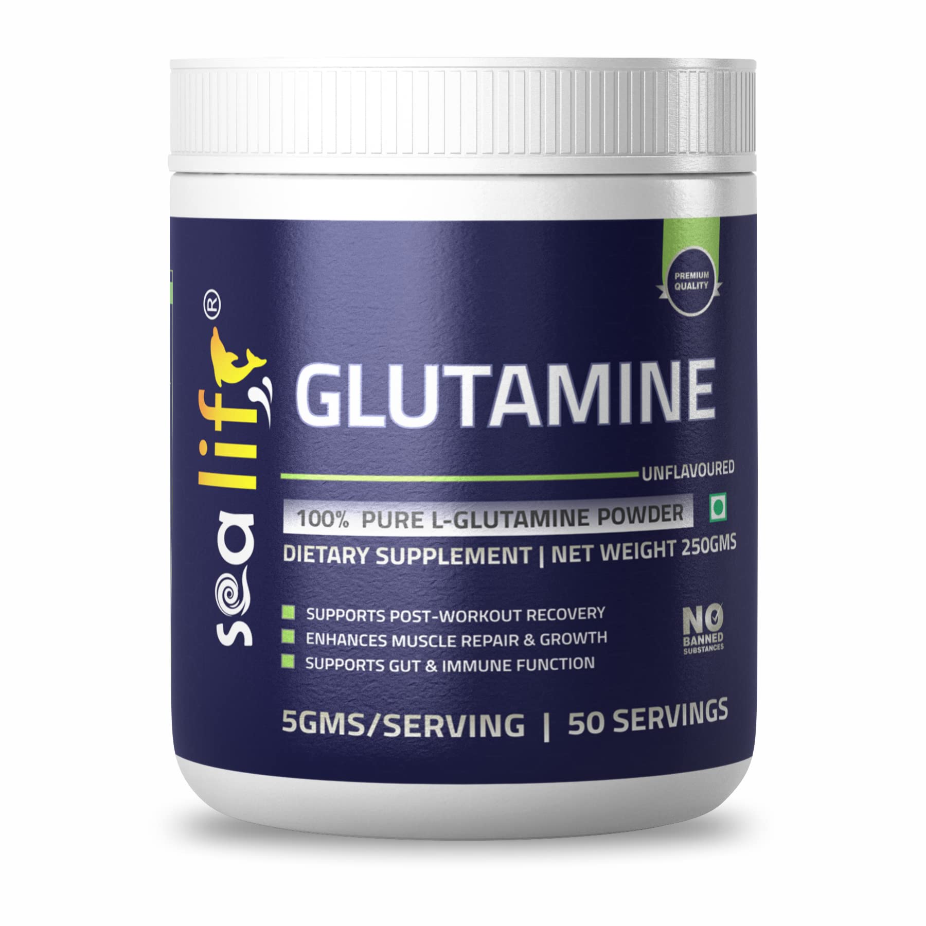 Sea Life 100% Pure L-Glutamine | Glutamine Powder, Amino Acid | Post Workout Supplement for Muscle Growth & Recovery - 250g, Unflavoured (50 Servings) For Men & Women. Pack of-1-image-36
