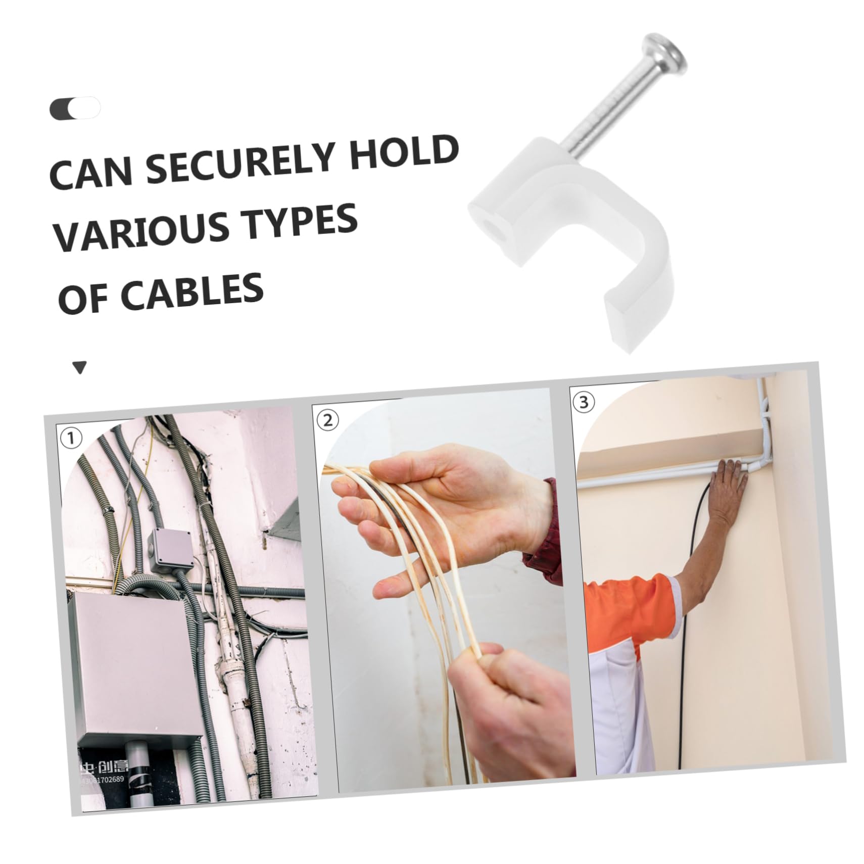 Housoutil 1500 Stk Kabelklemme Kabelclips Kabeltacker kabelklipse cable clips Kabelbefestigungsnagel Drahtstifte Kabelhalter Wand runden Koaxialkabel Leitung klemmt Drahtklemme Lautsprecher