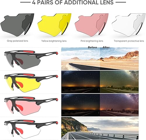 Miniatura 10 de Lentes de sol polarizados para ciclismo con 5 micas UV400 con armazón TR90