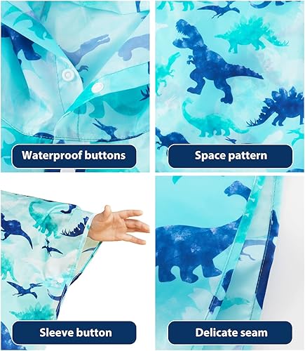 Vista 19 de WAWSAM Poncho de lluvia ligero para niños, impermeable, reutilizable Azul (Space Blue)