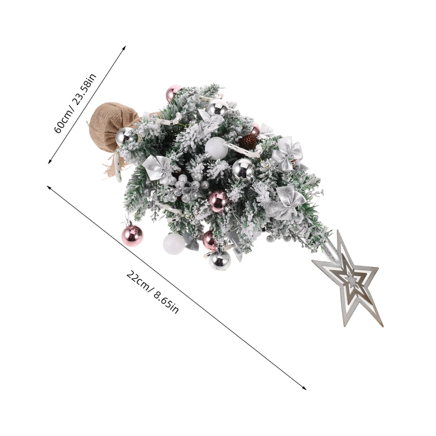 Árbol de Navidad de Mesa Pequeño Artificial con Base de Decoración Navideña para Escritorio Estantes y Portátil y Reutilizable Plata Sin Luz