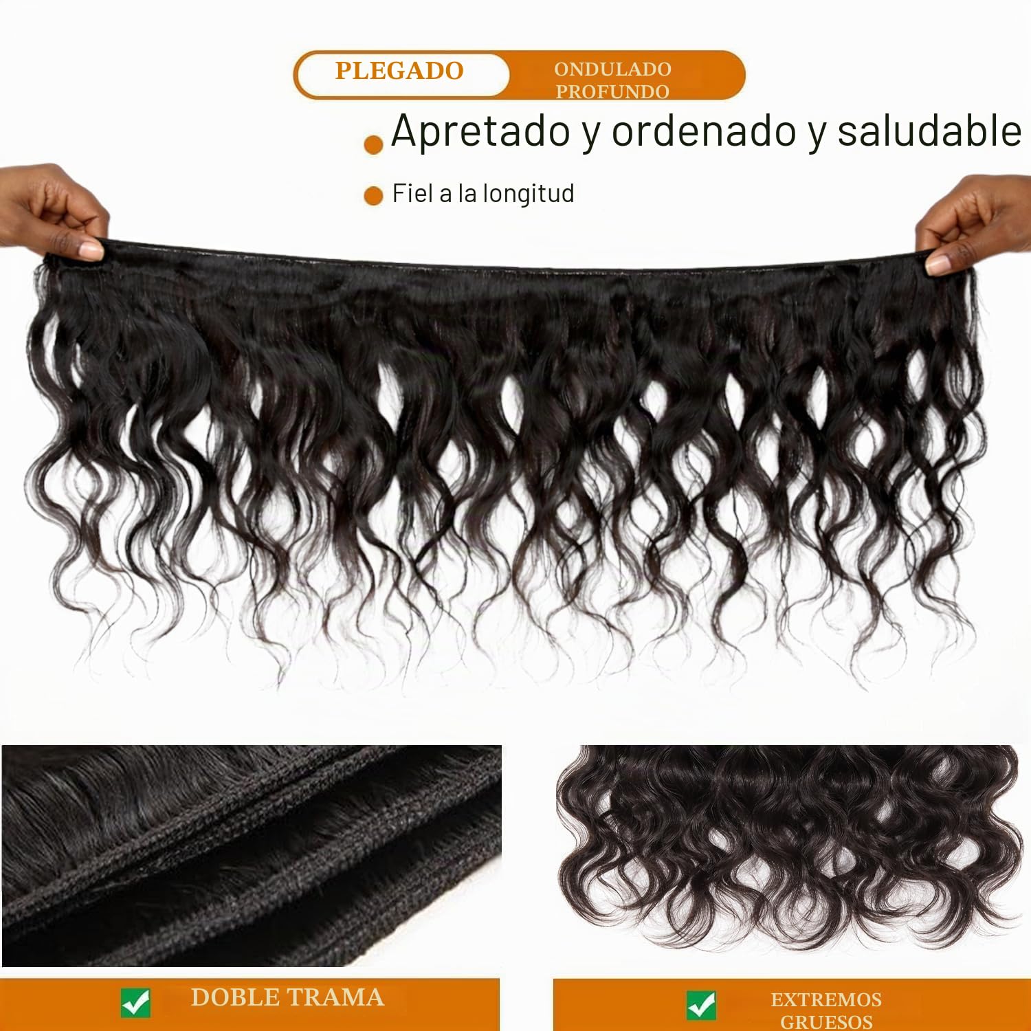 Human Hair Bundles Brazilian Remy Virgin 100% Unprocessed Body Wave Human Hair Soft Thick Weft Dyeable Hair Extensions Natural Black Color (12 14 16 inch 300g) | Extensiones de cabello humano brasileño, 100% sin procesar, pelo virgen Remy brasileño, color