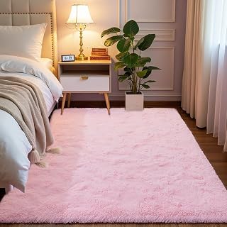 Softlife Ultra Soft Fluffy Area Rugs for Bedroom, Girls and Boys Room Kids Room Nursery Rug, 3 x 5 Feet Shaggy Fur Indoor Plush Modern Floor Carpet for Living Room Christmas Decor, Pink