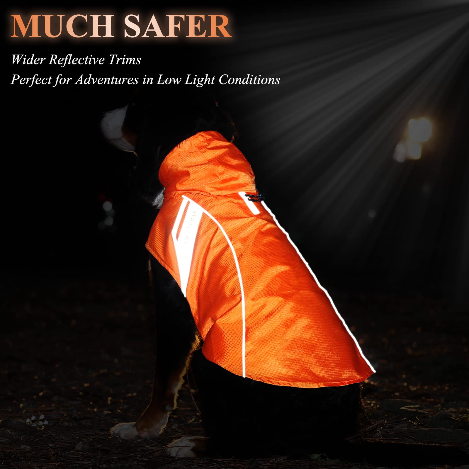 VIVAGLORY Wetoff Dog Raincoat, Rain Coat for Dog All Seasons Adventure Raincoat with Harness Hole & Hood - Image 3