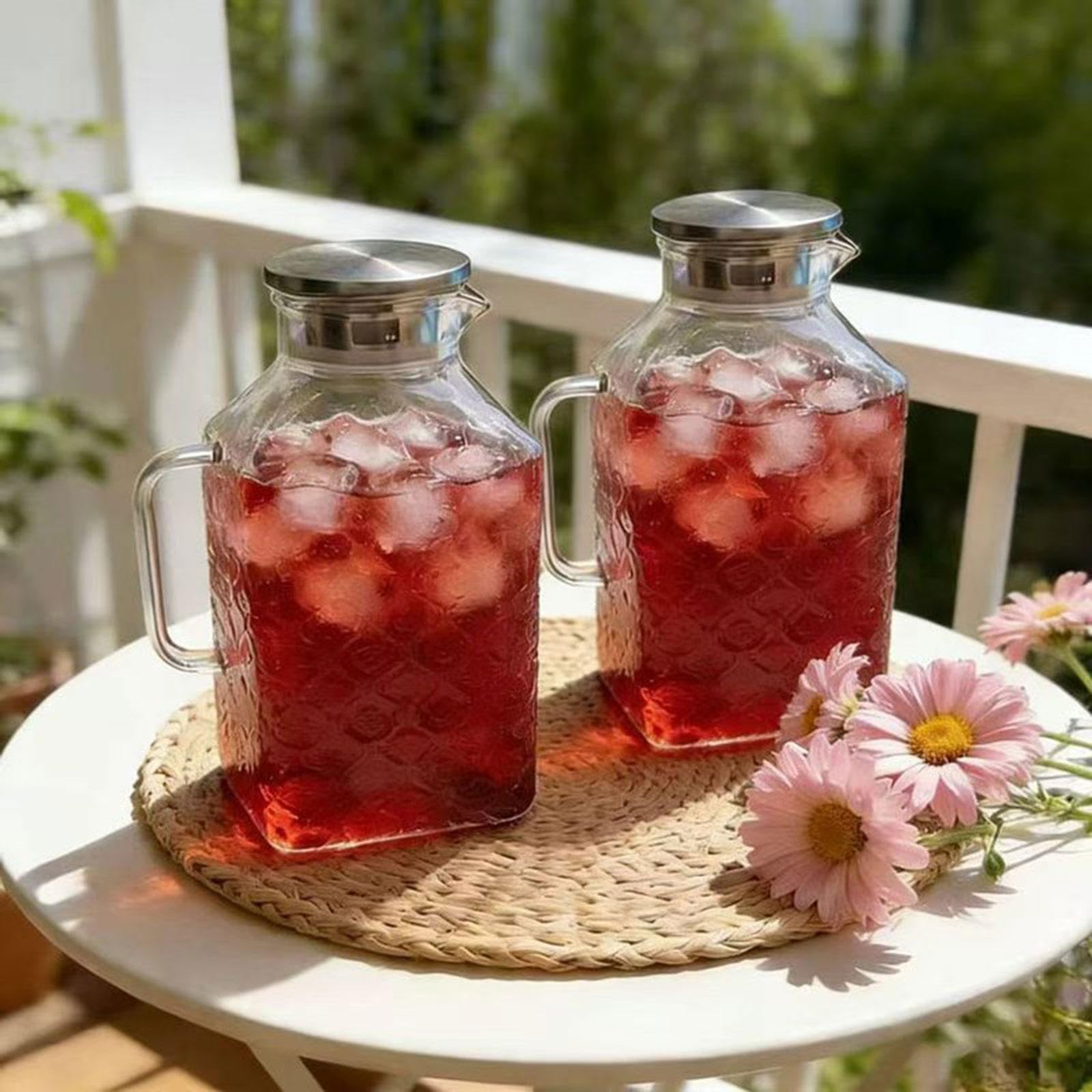 Glaskrug für Kalte Getränke, Wasser, Saft, Milchgetränke Und, Silberner Griff