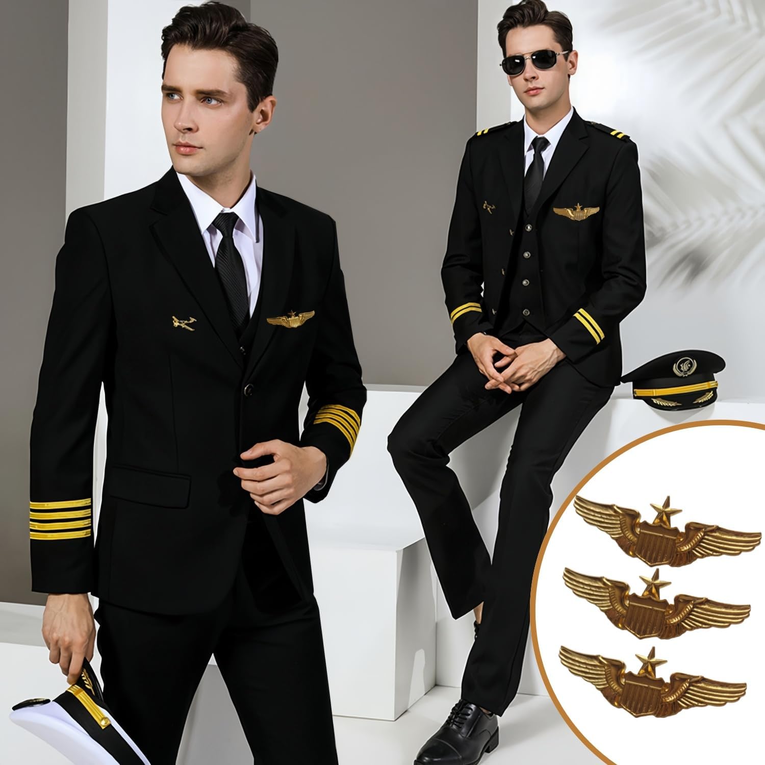 5Pcs Gold Wings Pin Badge Metal Aviator Wings Pins 2.32" for lapel pins for clothes,hats,jackets,professional uniforms - Image 3