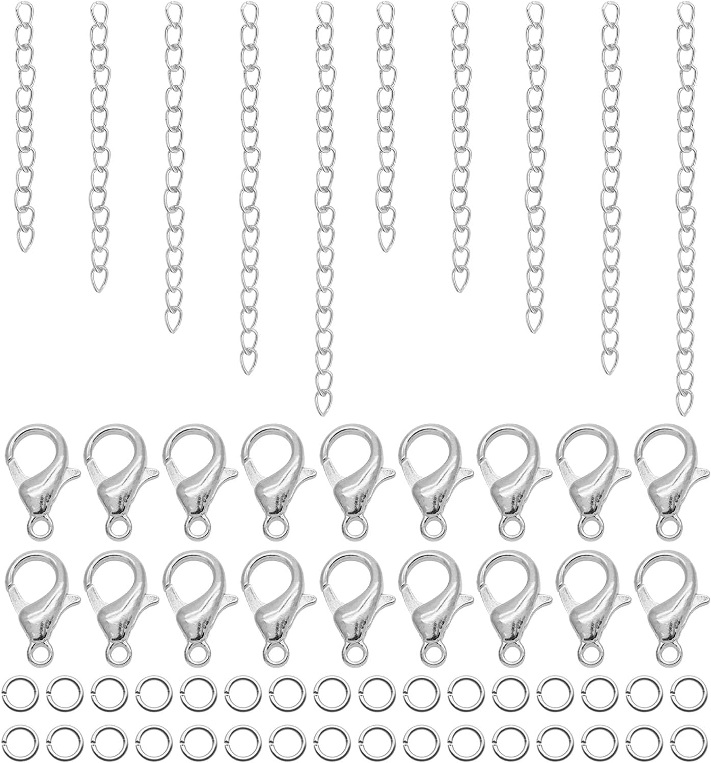 Ximalun 90pcs Twist Extender Chains and 100pcs Lobster