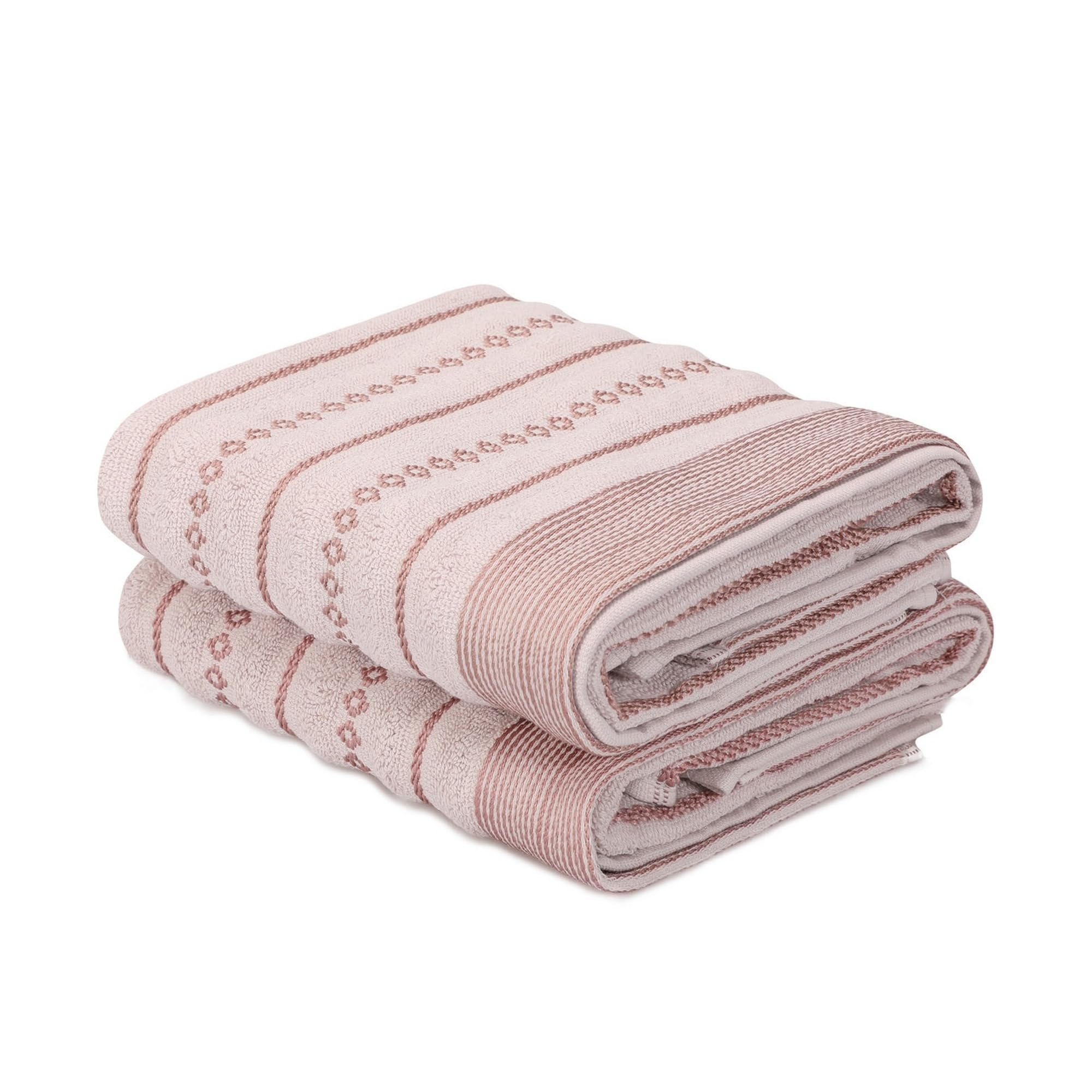 WELL HOME MOBILIARIO & DECORACIÓN Hand Towel Set (2 Piece) Pink and Brown, Brown Pink, 50x90