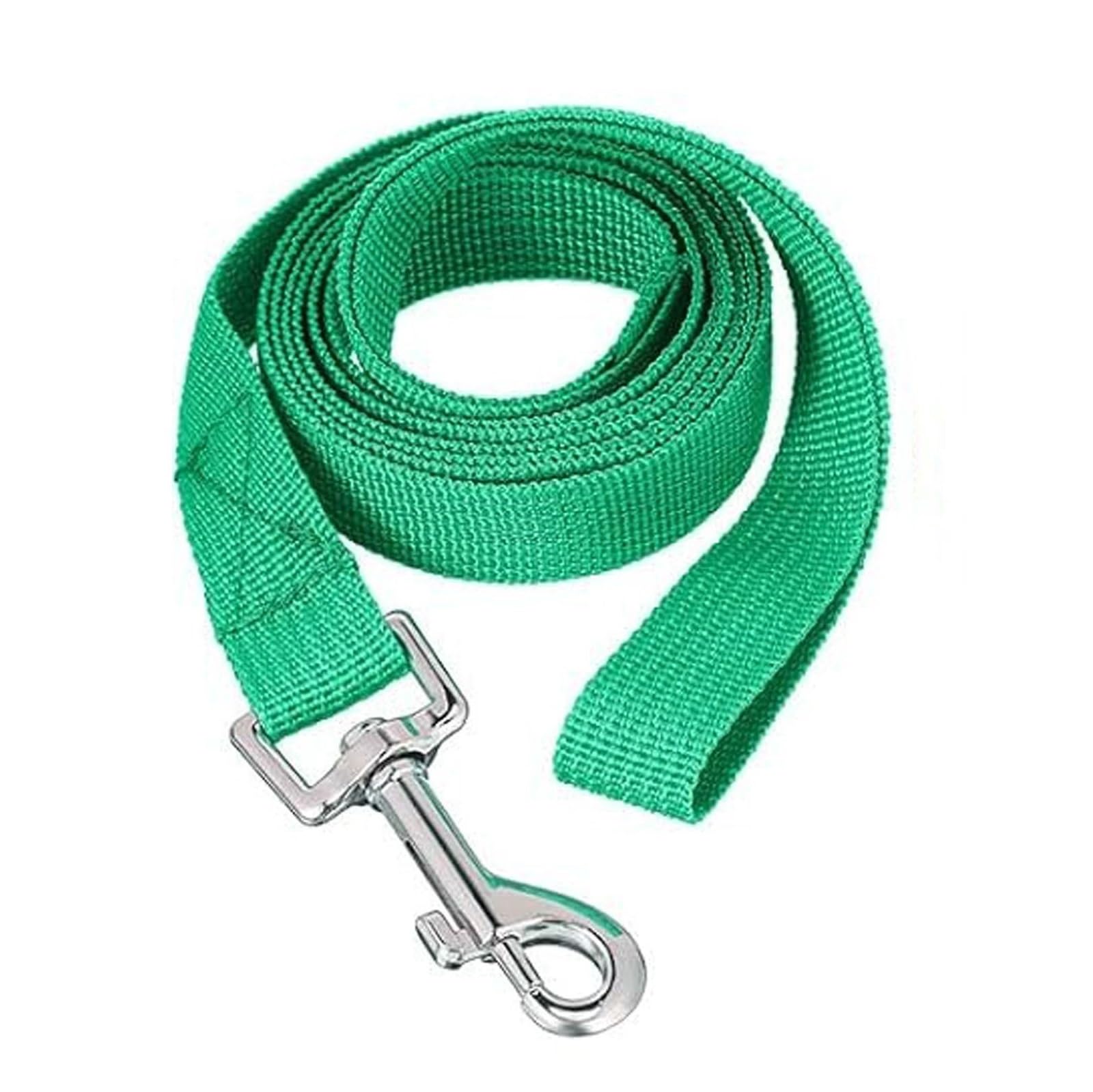 Laisse réfléchissante en sangle nylon verte 15m : sécurité nocturne pour chien, chiot et chat