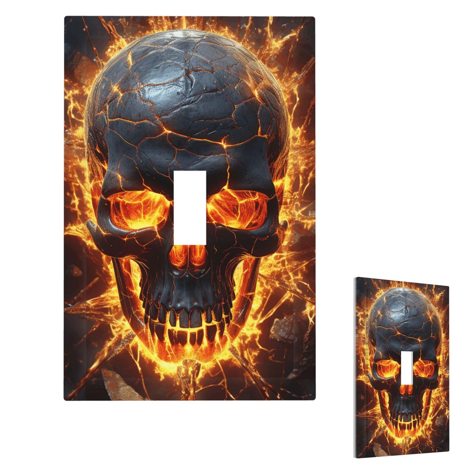 Shattering Of Skull Wall Plate Cover Modern Decorative 1 Gang Light Switch Cover Unbreakable Receptacle Outlet Covers For Living Room Bedroom Home Decor Single Toggle