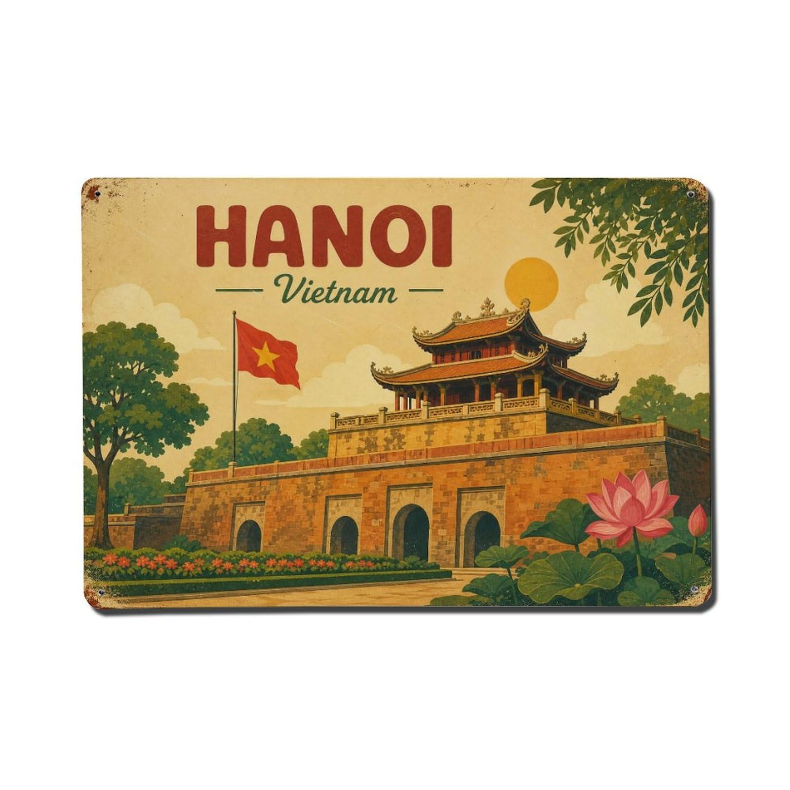 Huiyhb 8X12inch(20X30cm) Vintage Travel Hanoi Vietnam Citadel Metal Tin Sign