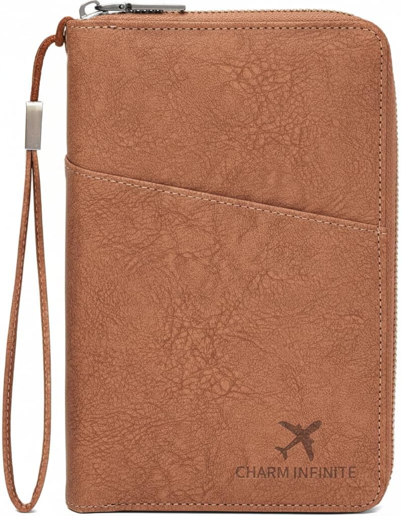 Family Passport Holder Wallet with Zipper, RFID Blocking