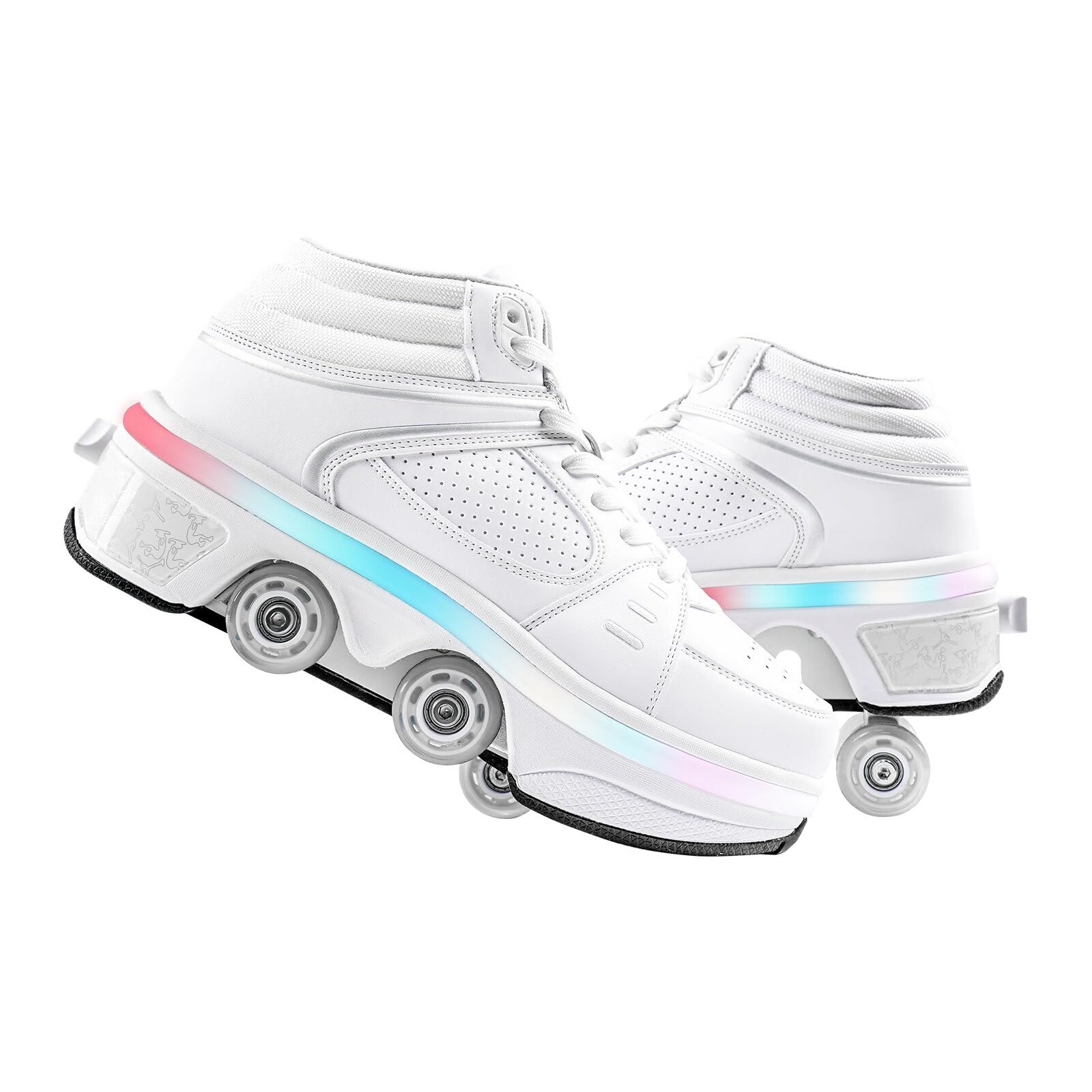 Photo 1 of 2-in-1 Roller Skate Shoes - Unisex Retractable Roller Skates with 4 Wheels,Skating Shoes for Indoor & Outdoor Fun