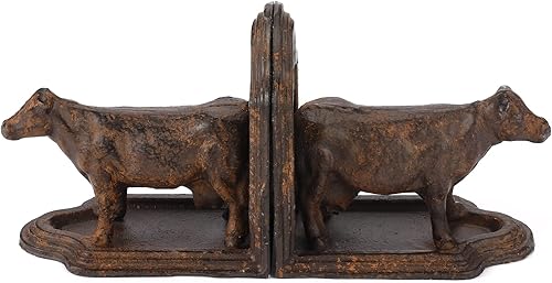 Sujetalibros decorativos de vaca, extremos de libros antiguos de granja, juego de 2