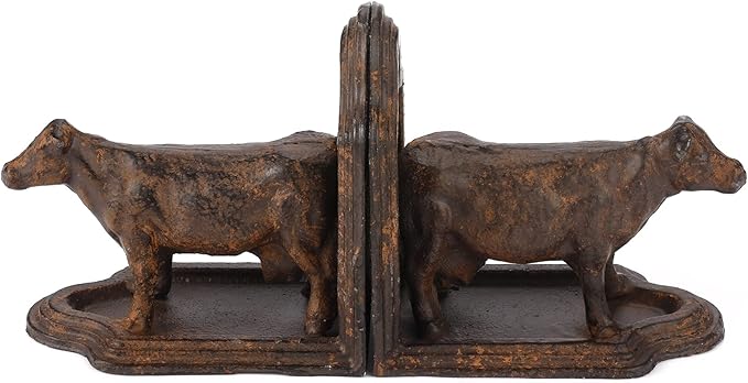 Cow Bookends Decorative, Farmhouse Antique Book Ends, Set of 2