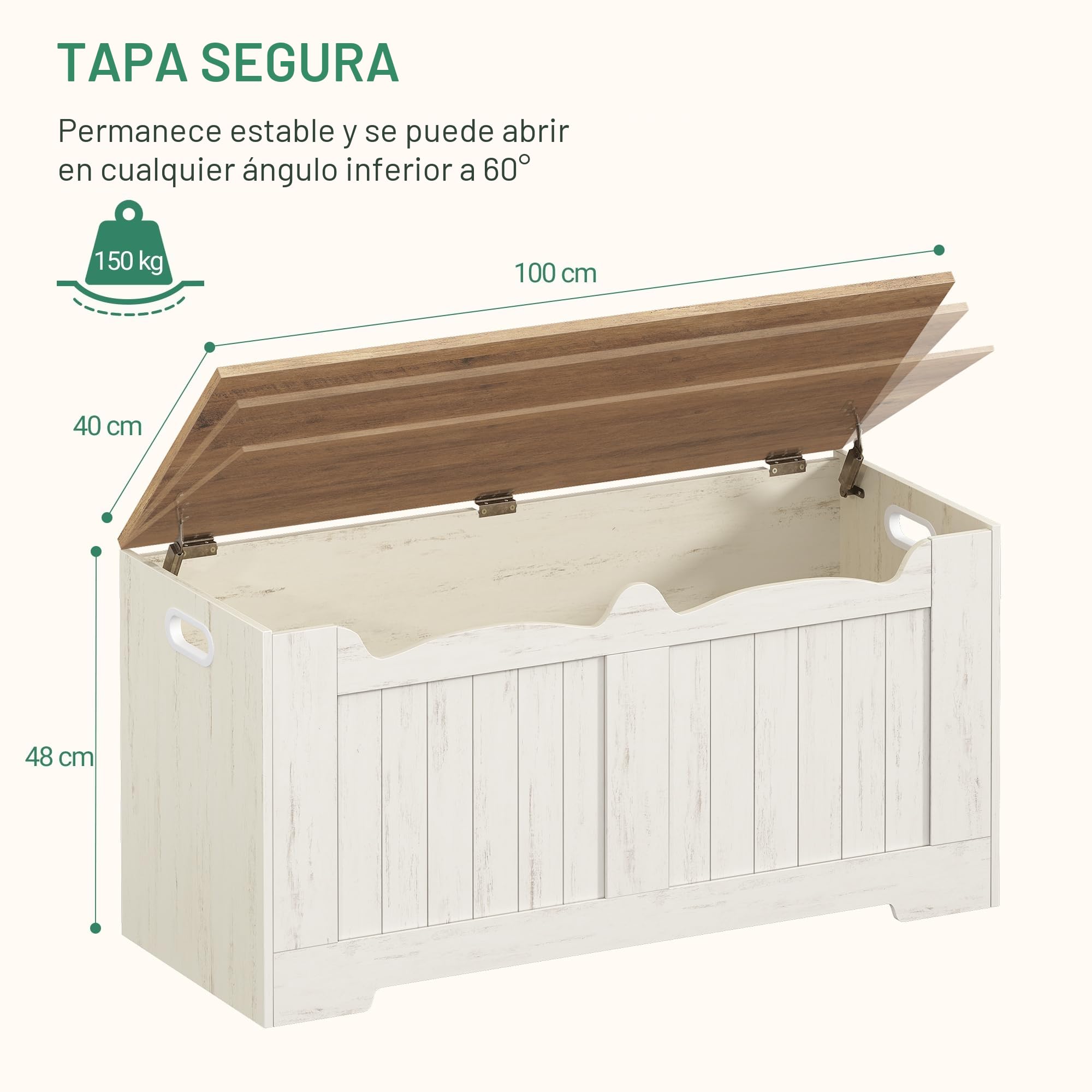 Hzuaneri Banco Almacenaje, Banco Zapatero de Entrada, Puff Almacenaje, fácil de Montar, Buena Capacidad, para Entrada de Asiento, para Pasillo, Dormitorio, salón, 40 x 100 x 48 cm, Blanco y Marrón