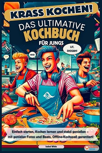 Krass Kochen! Das ultimative Kochbuch für Jungs: Einfache Rezepte, Kochen lernen und stabil genießen – mit genialen Fotos und Beats, Offline-Kochspaß garantiert! (German Edition)