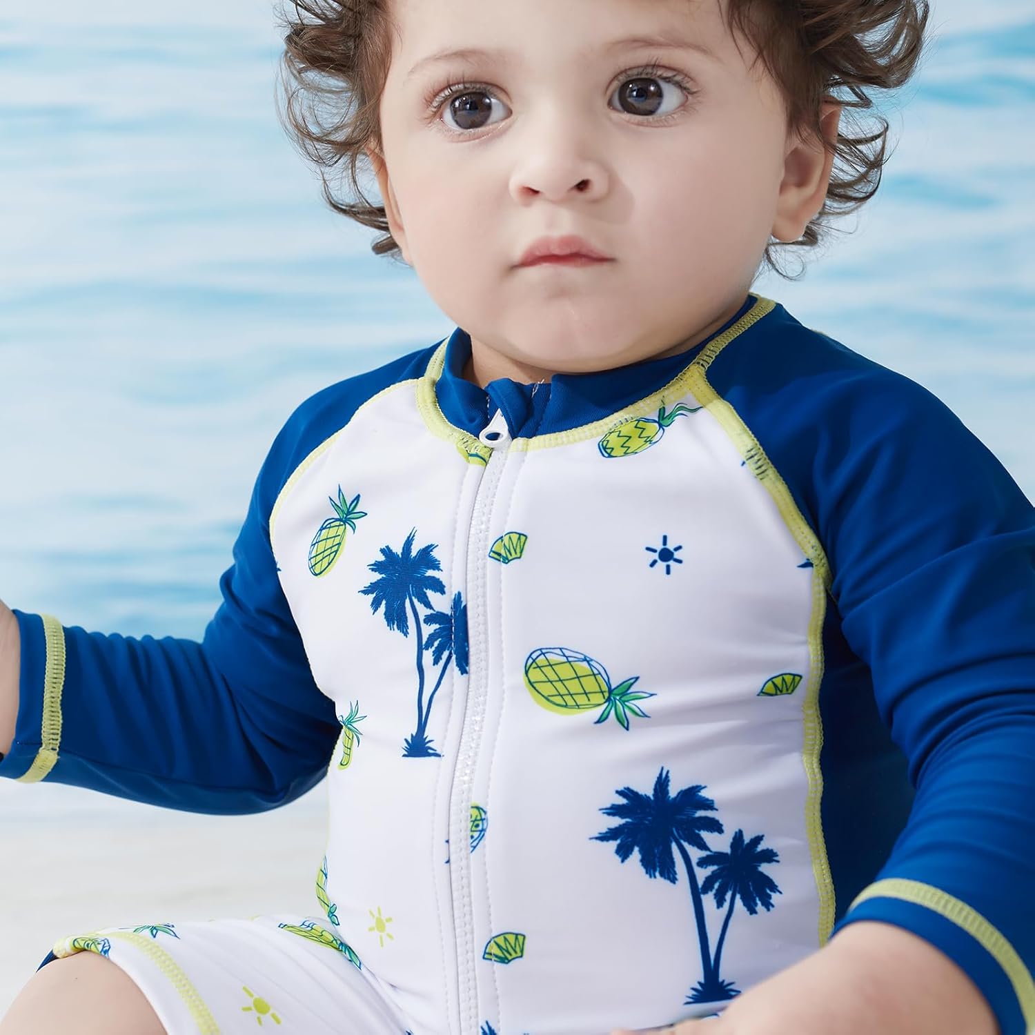 Baby Boys Swimsuit Long Sleeve Bathing Suit Zipper Bathing Suit Rash Guard Infant Beach Boys' Swimwear - Image 2