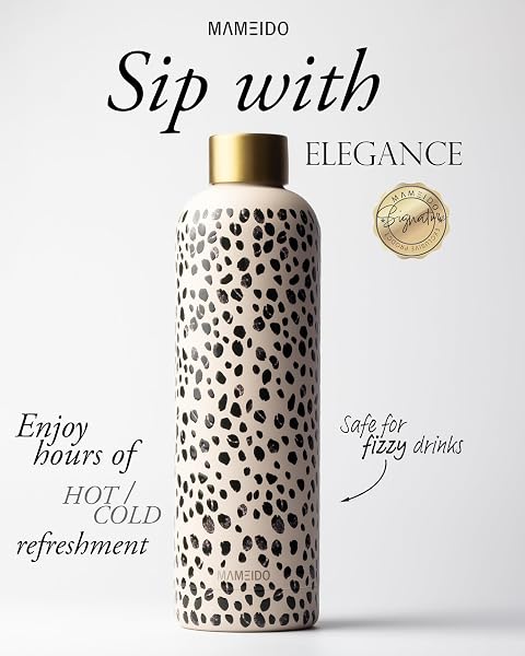 MAMEIDO 750ml Insulated Water Bottle, Anti-Leak Insulated Water Bottles, Stainless Steel BPA Free Thermo Bottle, Insulated Bottle (Almond Flakes) - 2