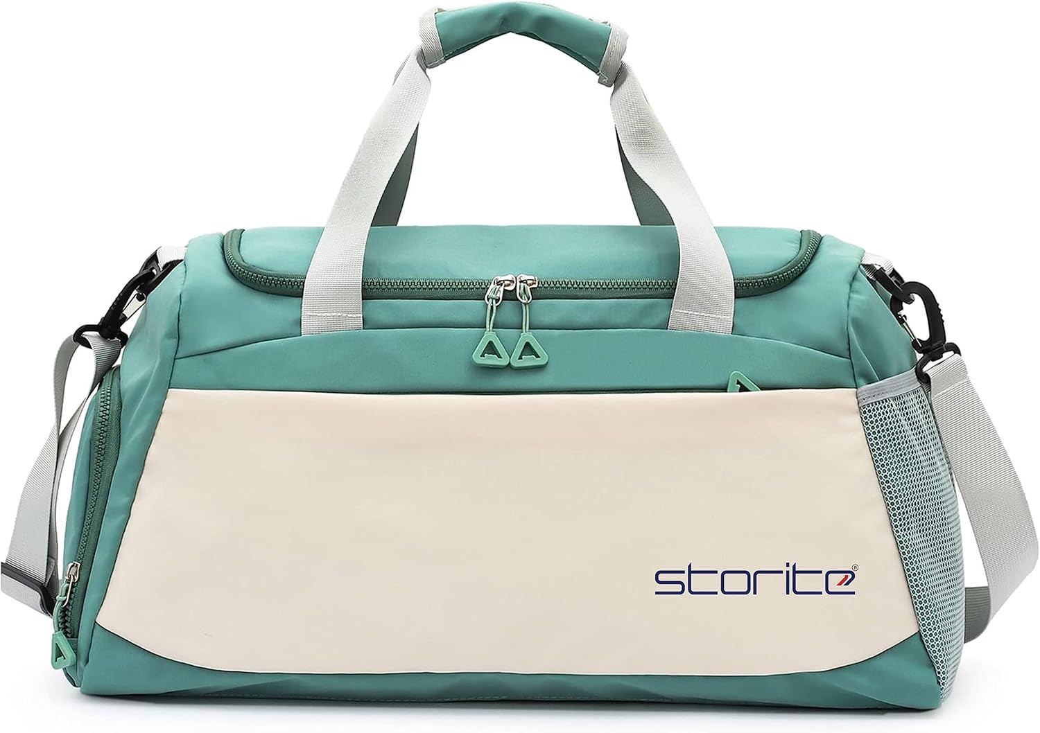 Storite Nylon 51 cms Imported Travel Duffle Bag Muti- Pocket Sports Shoulder Bag for Women with Wet Pocket & Shoe Compartment Weekender Overnight Travel Luggage Bag (Green/White - 51x22x26 cm),, Green