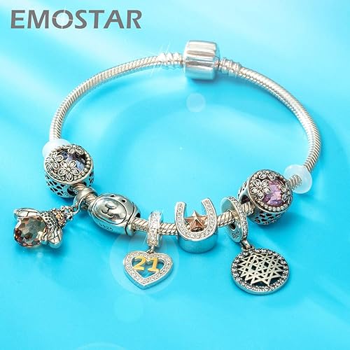 Miniatura 6 de Forever Friends - Juego de dijes para pulseras Pandora, 21 cumpleaños y mejores amigos, juego de joyas en plata de ley 925, regalos para feliz
