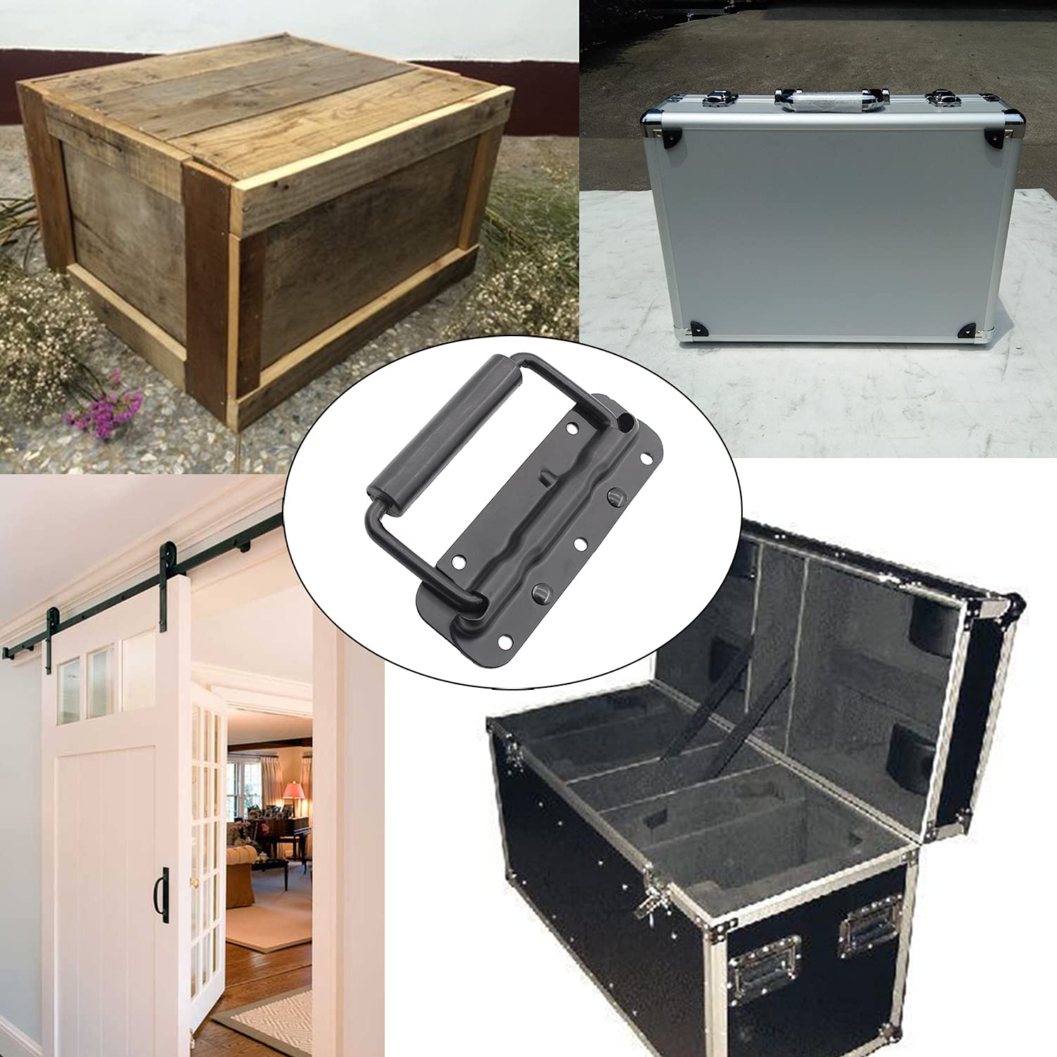 2 Pack Spring Loaded Pull Handles TTZEZE Surface Mount Chest Handle with Rubber Grip Handmade Chest Trunk Lifter — view 7