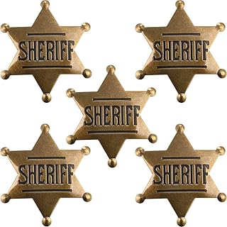 5Pcs Sheriff Badges, Metal Sheriff Badge for Kids Girls and Adult, Deputy Western Police Vest Badge, Deputy Sheriff Badge, Old West Cowboy Party Decoration Badge