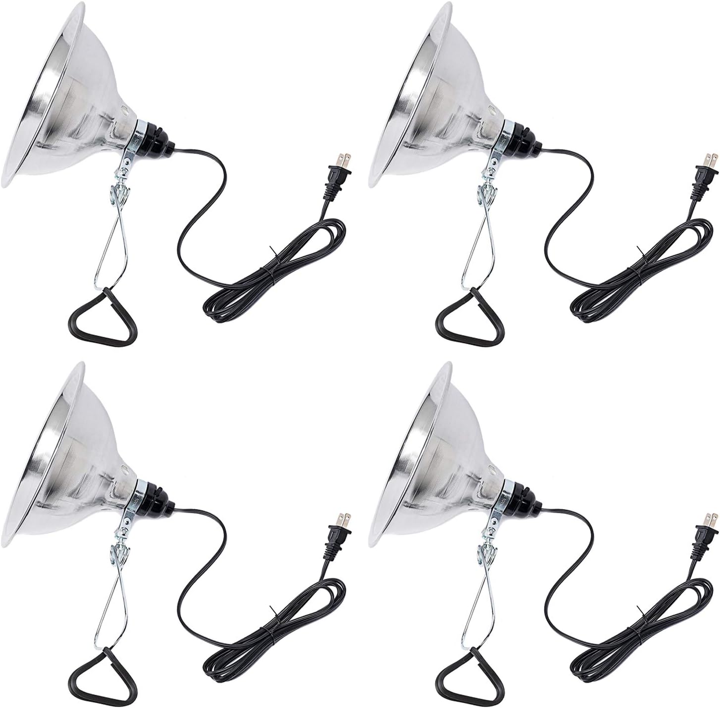 Simple Deluxe Clamp Lamp Light Socket with 8.5 Inch Aluminum Reflector, Suit for Max 150 Watt Lamp (No Bulb Included) with 18/2-Gauge 6 Feet Cord, 4-Pack