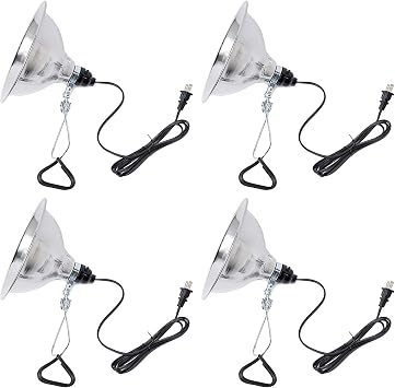 Simple Deluxe Clamp Lamp Light Socket with 8.5 Inch Aluminum Reflector, Suit for Max 150 Watt Lamp (No Bulb Included) with 18/2-Gauge 6 Feet Cord, 4-Pack