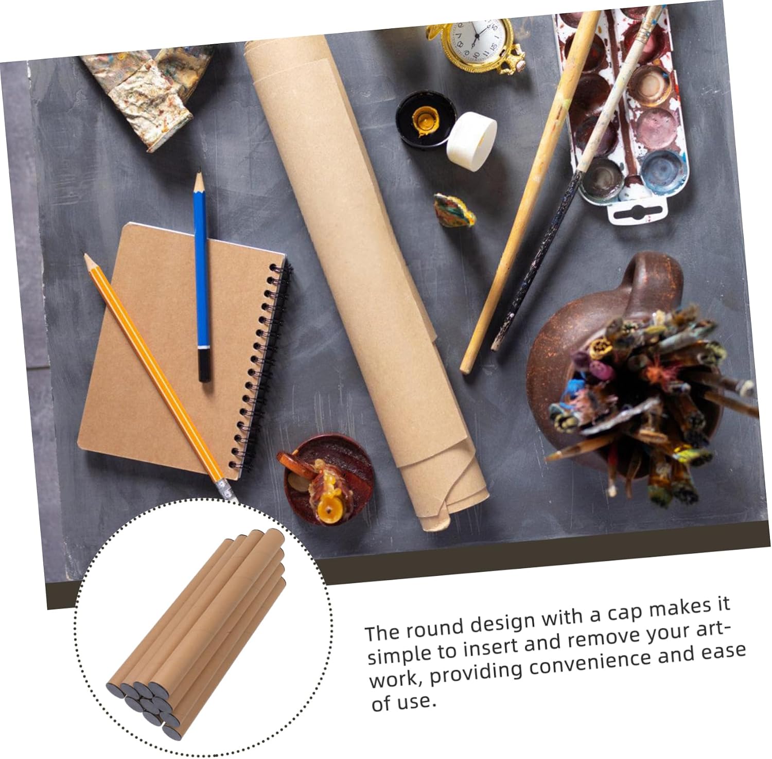 Alipis 10Pcs Kraft Paper Mailing Tubes Caps Round Cardboard Poster Tubes for Shipping Posters Art Prints Blueprints Maps Space-saving Storage Cylinders for Mailing and Packaging