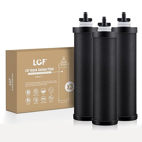 LCF Filtros de carbono negro mejorados, para filtros Berkey BB9-2 Black, sistema de filtro de agua por gravedad Berkey y serie Waterdrop King Tank