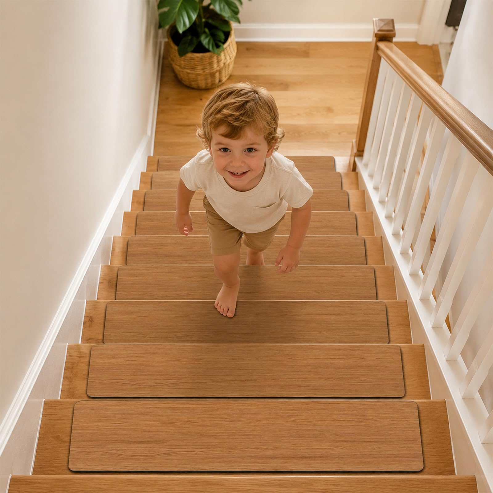 Alfombrillas para escalones autoadhesivas de 70 x 20 cm lavables a máquina