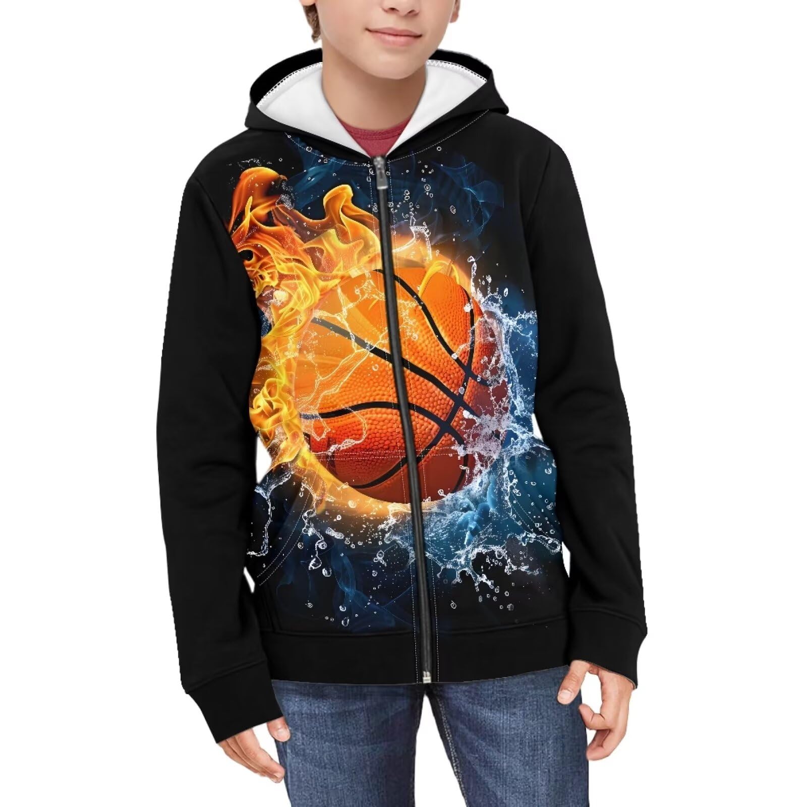 Suobstales Kids Soft Zip-Up Hoodie for Boys 6-16 Years Hooded Sweatshirt Fall Cardigan Jacket with Pockets