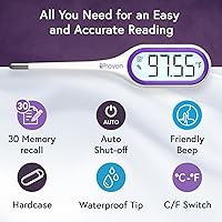 Vista 4 de iProven Termómetro Corporal Basal con Retroiluminación y Dígitos Grandes, Alta Precisión de 1/100 Grados, BBT para Seguimiento de Ovulación, Memoria