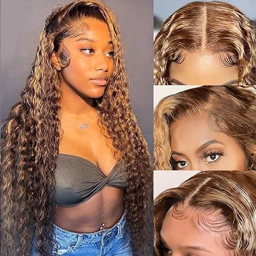 Miniatura 16 de Pelucas de encaje frontal de 13 x 4, cabello humano con cabello de bebé para mujeres negras, 220 % de densidad, encaje frontal transparente HD, onda
