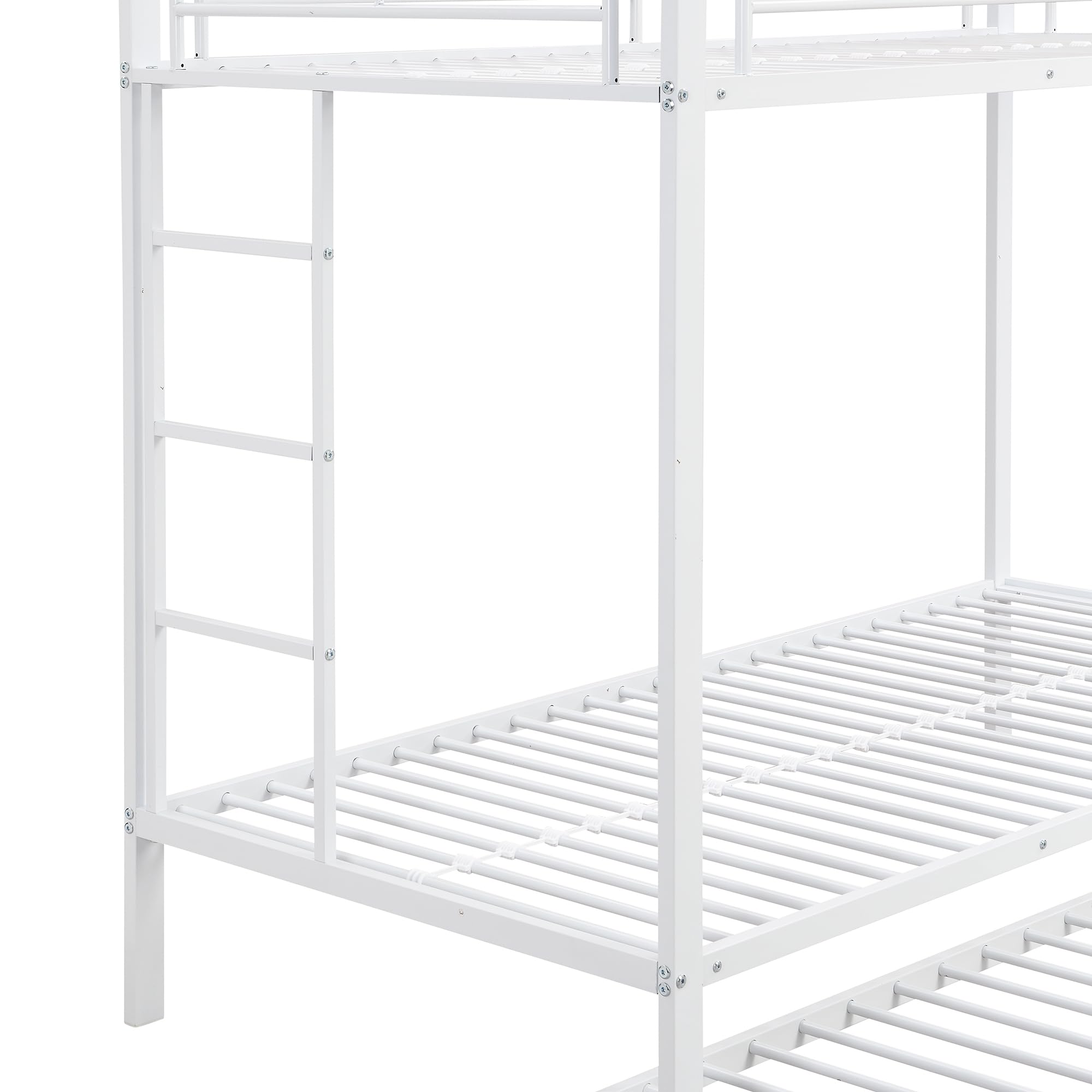 Letto a castello da 90 x 200 cm con struttura in ferro e letto estraibile da 90 x 190 cm - Letto per bambini con alta barriera di protezione, certificato EN747, costruzione robusta - Triplo