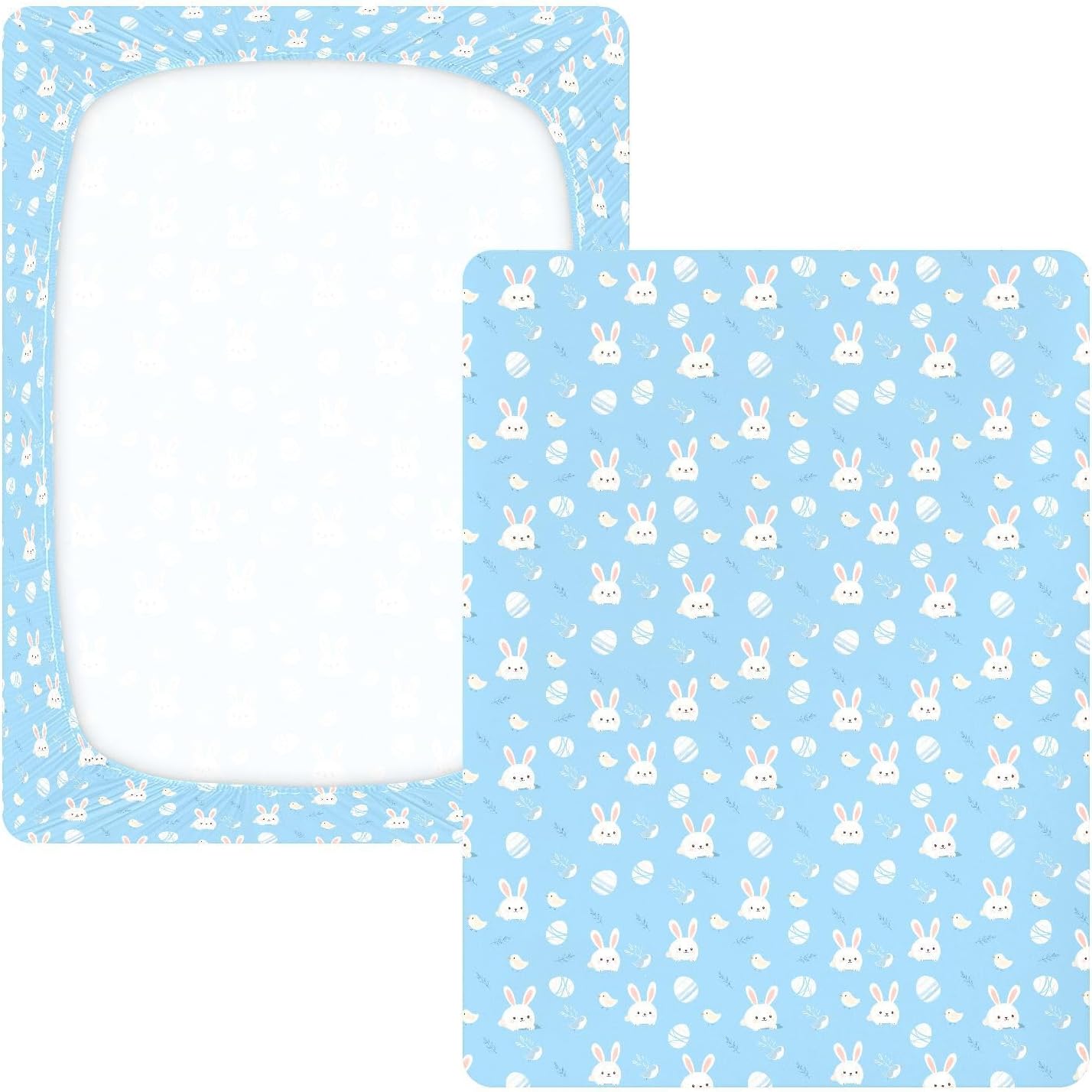 Cotton Crib Sheets for Boys or Girls Cute Bunny Easter Egg, Soft Jersey Knit for Crib or Toddler Bed Size M