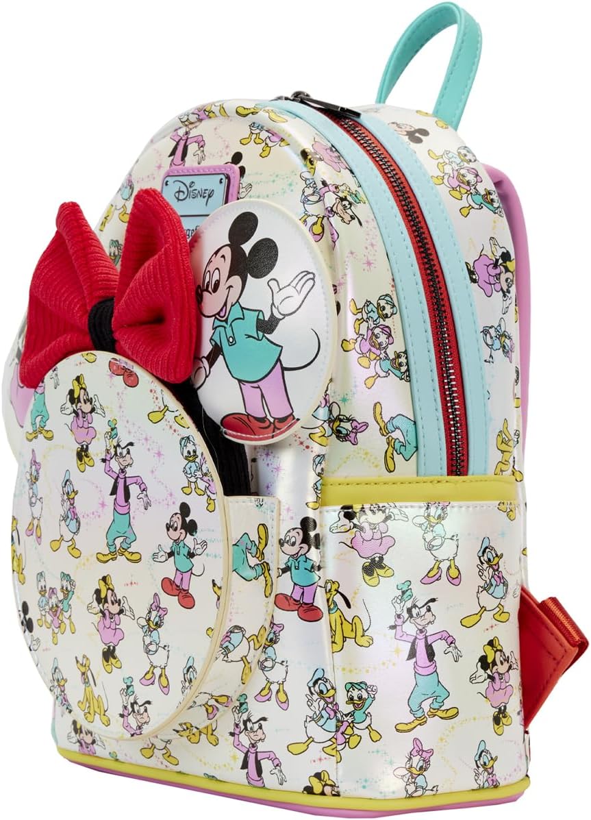 Minnie & Mickey Loungefly – Mickey & Friends – Disney 100 AOP Ear Holder Women's Mini Backpack Multi-Coloured, multi-coloured, One Size - Image 3