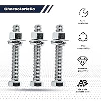 Vista 5 de (10 juegos) 5/16-18x3 Juego completo de tornillos de cabeza hexagonal, tuercas, arandelas planas para guardabarros, arandelas de bloqueo divididas