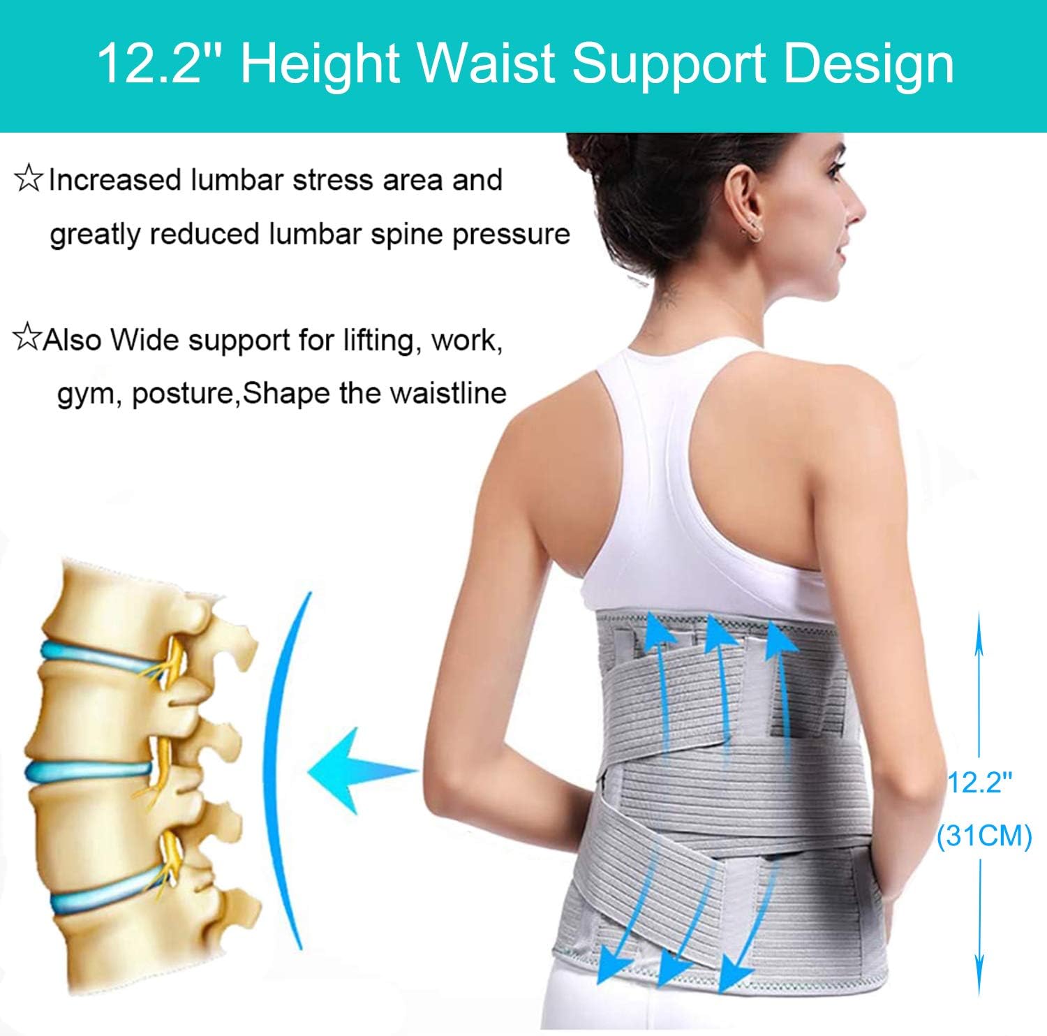 TANDCF Back Support,Entire Back Brace, Lumbar Support Belt for Women & Men, Adjustable Waist Trainer Belt for Entire Back Pain Relief, Keeps Your Spine Straight and Safe(XXL) : Health & Household