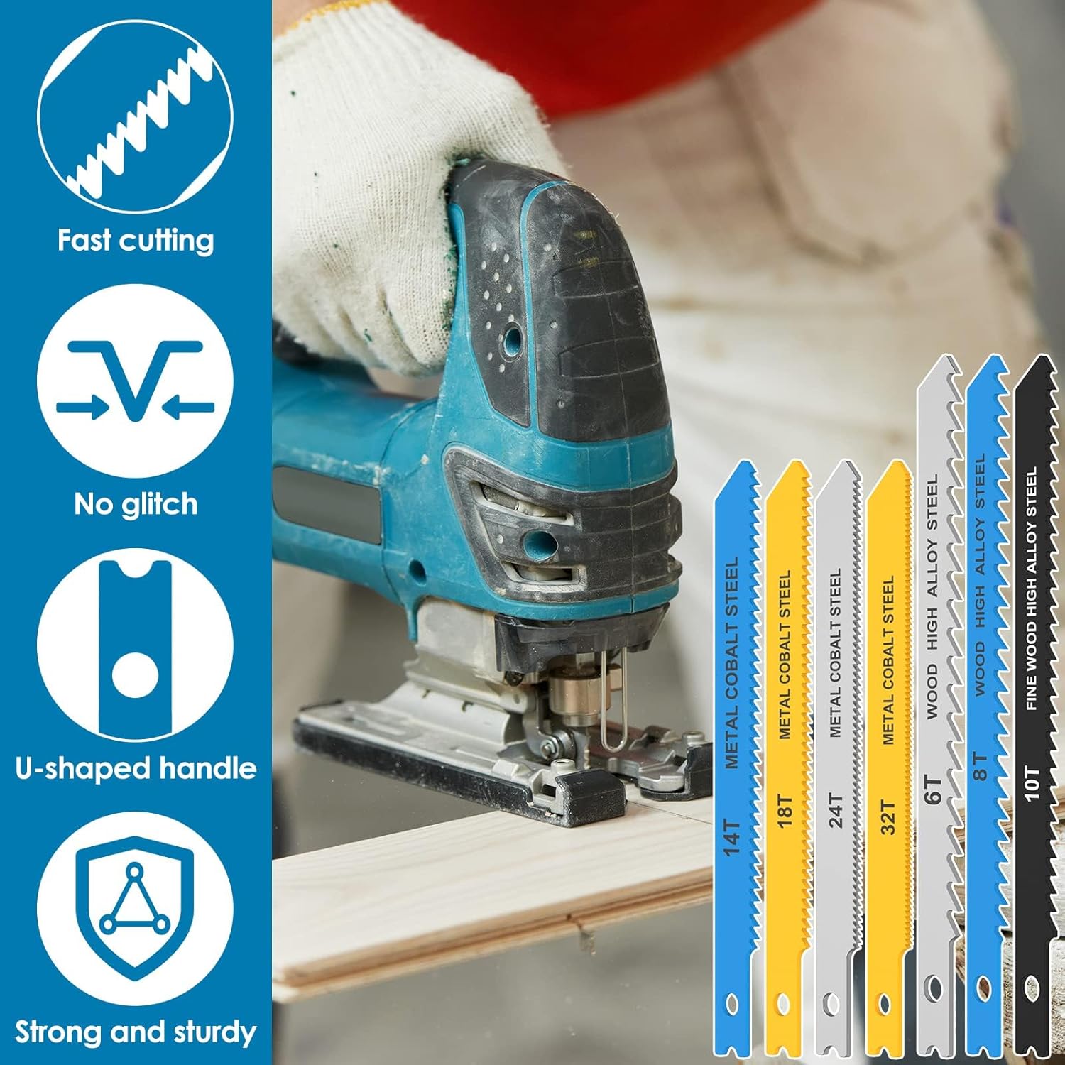 22-Piece Universal Jig Saw Blade Set for Wood,Plastic and Metal Cutting with Tool Bag Universal Design fits All Name Brand and Import jig saws