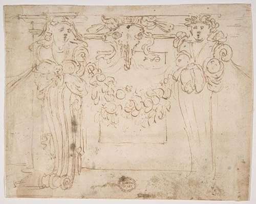 Art Print  Perino del Vaga (Pietro Buonaccorsi) - Sketch for a Wall Panel in The Sala Paolina at Castel Sant' Angelo, Rome  Vintage Wall Décor  24in