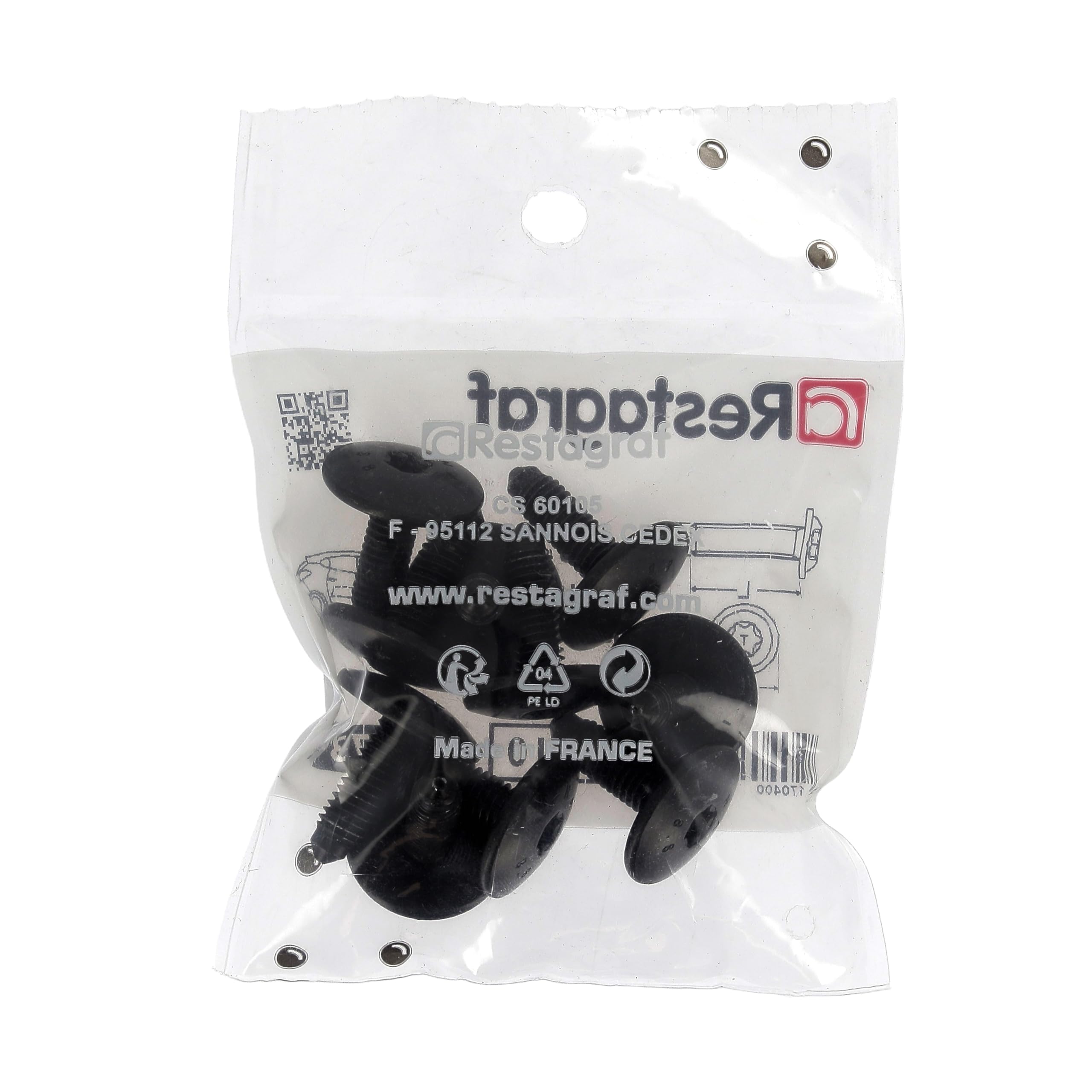 Vis Pour Matériaux Tendres Restagraf - Diamètre 6 Mm, Longueur 25 Mm - Pour Bouclier, Carrosserie - Blister De 4